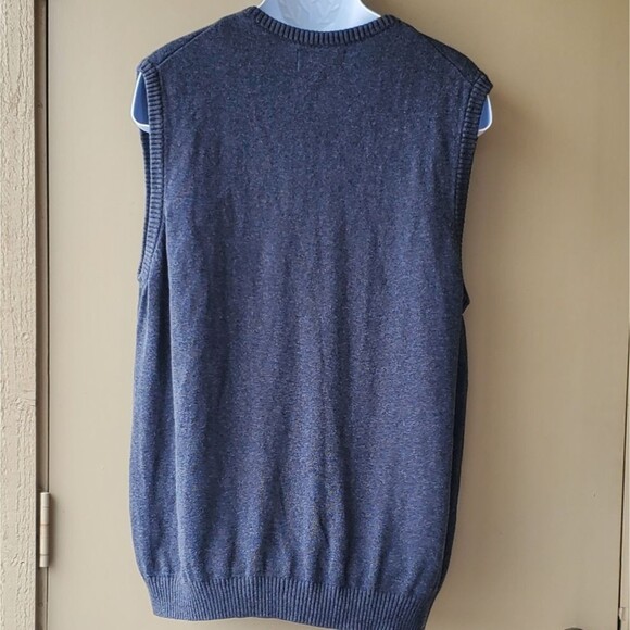 Chaps Men Grey/Gray Vneck Sweater Pullover Vest - Picture 7 of 13